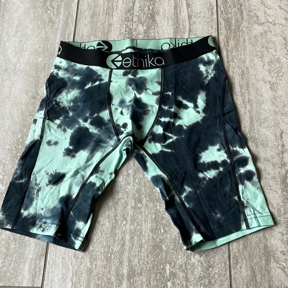 Ethika tie dyed green and black boxer brief ,thick stretch band,perfect length S